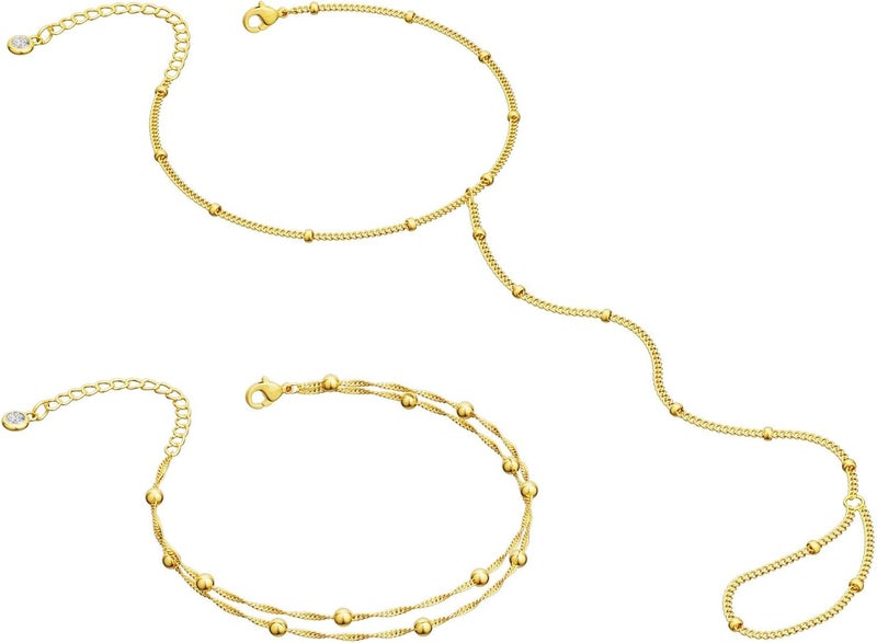 MBW Gold Bracelets for Women Trendy, Dainty 14K Gold Plated Bracelet Stack Beaded Chain Bracelet Set Thin Small Cute Paperclip Bracelets Fashion Waterproof Jewelry Gift Gold Accessories for Women - Image 1